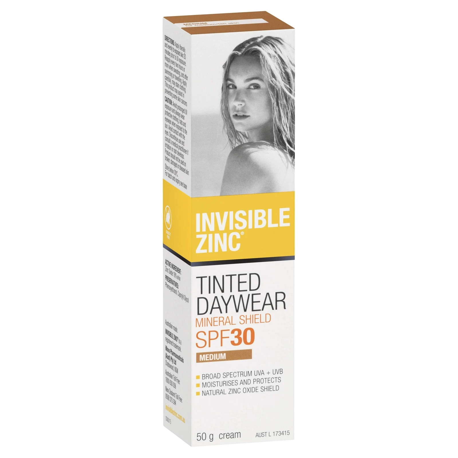 Invisible Zinc Tinted Daywear SPF30 UVA  UVB Medium 50g
