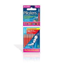 Piksters Size 4 Red Interdental Brush 10 Pack
