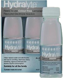 Hydralyte Liquid Colour Free Lemonade 4 x250mL
