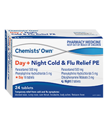 Chemists Own Cold  Flu Day  Night Relief PE 24 Tablets
