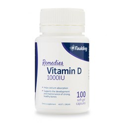 Faulding Remedies Vitamin D 1000 IU 100 Capsules
