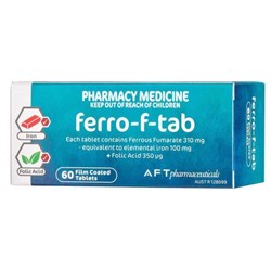 Ferro  f  tab Iron  Folic Acid Supplement 60 Tablets